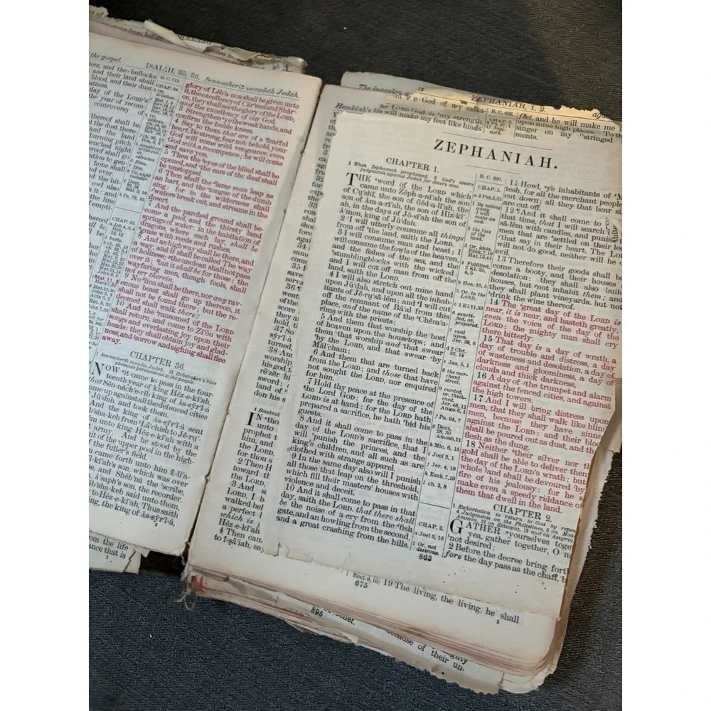 Antique Holy Bible Red Letter International Bible Press Epherma Junk Journal